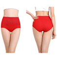 thumbnail image 3 of Women High Waist Cotton Jacquard Briefs Plus Size Female Solid Panties Breathable Underwear, 3 of 3