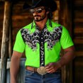 thumbnail image 2 of xfsWaSs Western Cowboy Shirts For Men Retro Printed Short Sleeve Shirt Comfortable Fit Casual Button Down Shirts Festival Party Formal Everyday Wear, 2 of 5