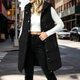 thumbnail image 2 of Yutgune Women's Long Hooded Puffer Vest Zip Up Snap Button Sleeveless Coat with Zipper Pockets, 2 of 7