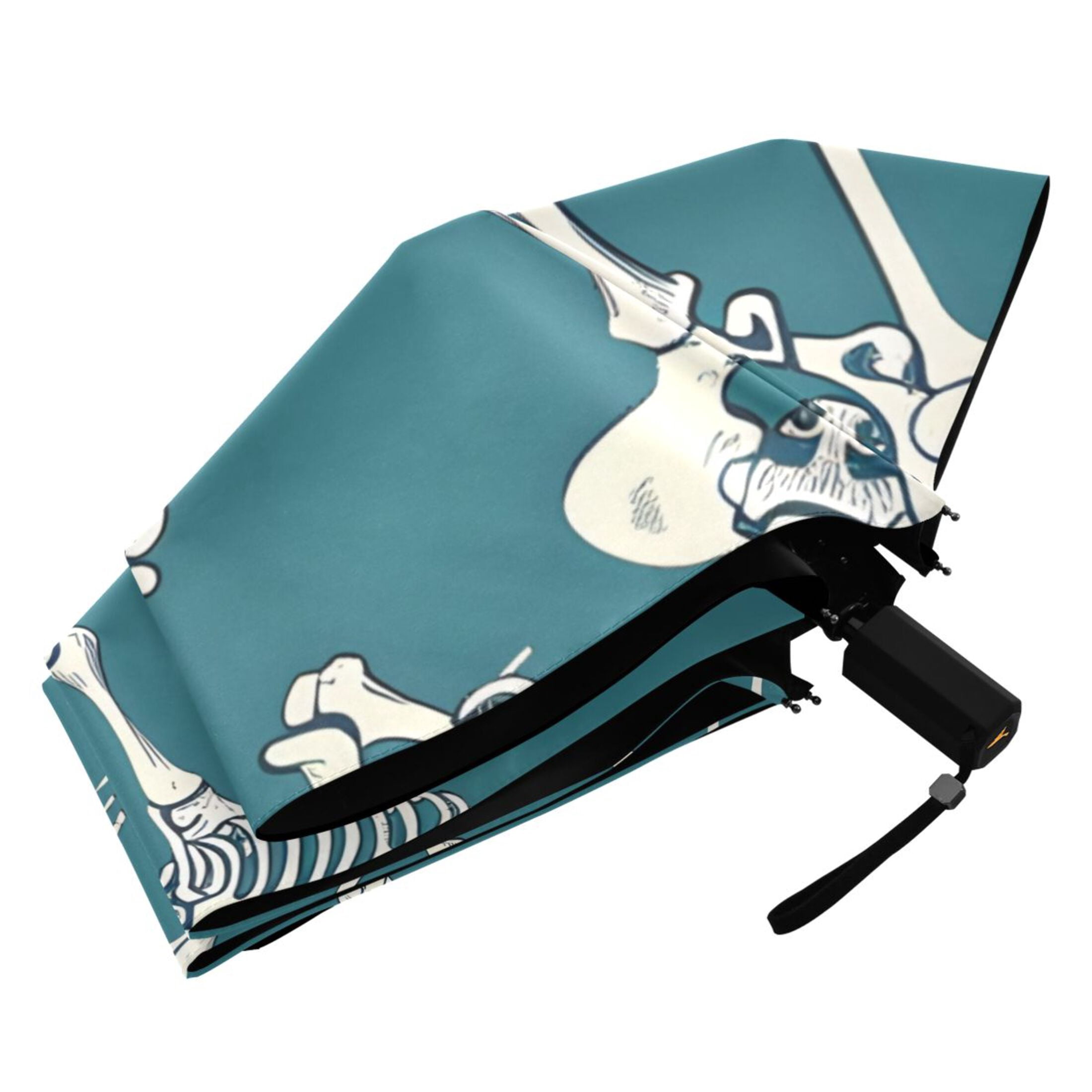 ALAZA Skeleton Dancing UPF 50+ Compact Folding Umbrella for Rain Travel Umbrella Packable