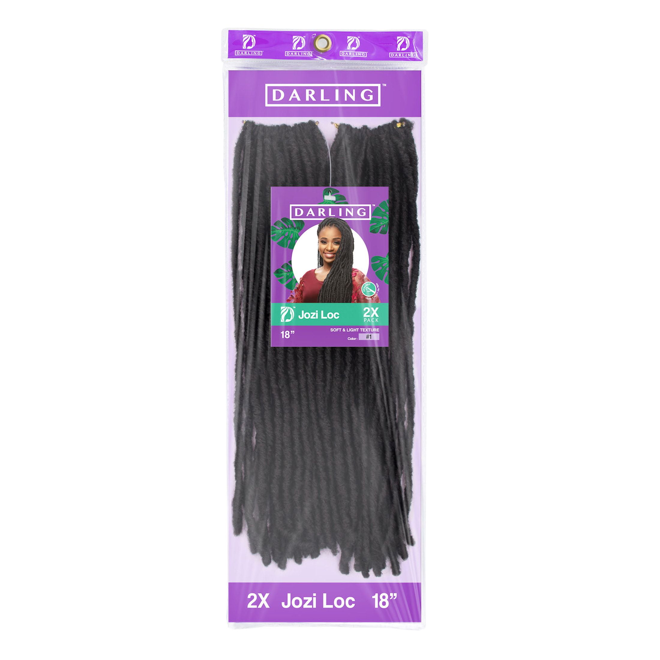 (2 pack) Darling Jozi Locs Crochet Hair 2X Pack, 18 inch, #1, Adult, Female