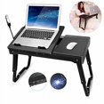 thumbnail image 1 of TeqHome Laptop Desk for Bed, Adjustable Laptop Bed Table with Fan, Portable Lap Desk with Foldable Legs, Laptop Stand for Couch Sofa Bed Tray with LED Light, 4 USB Ports, Storage, Mouse Pad, 1 of 1
