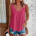 thumbnail image 2 of Htigea Womens Plus Size Tank Top Eyelet Sleeveless V Neck Flowy Camisole Boho Summer Going Out Top Hot Pink XXXXXL, 2 of 8
