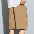 thumbnail image 7 of YLSDY Fashion Mens Casual Mid Waist Pant Short Cargo Pant Solid Splice Pocket Shorts Fashion Drawstring Solid Loose Pant Short Fitness Sports Shorts Khaki M, 7 of 7