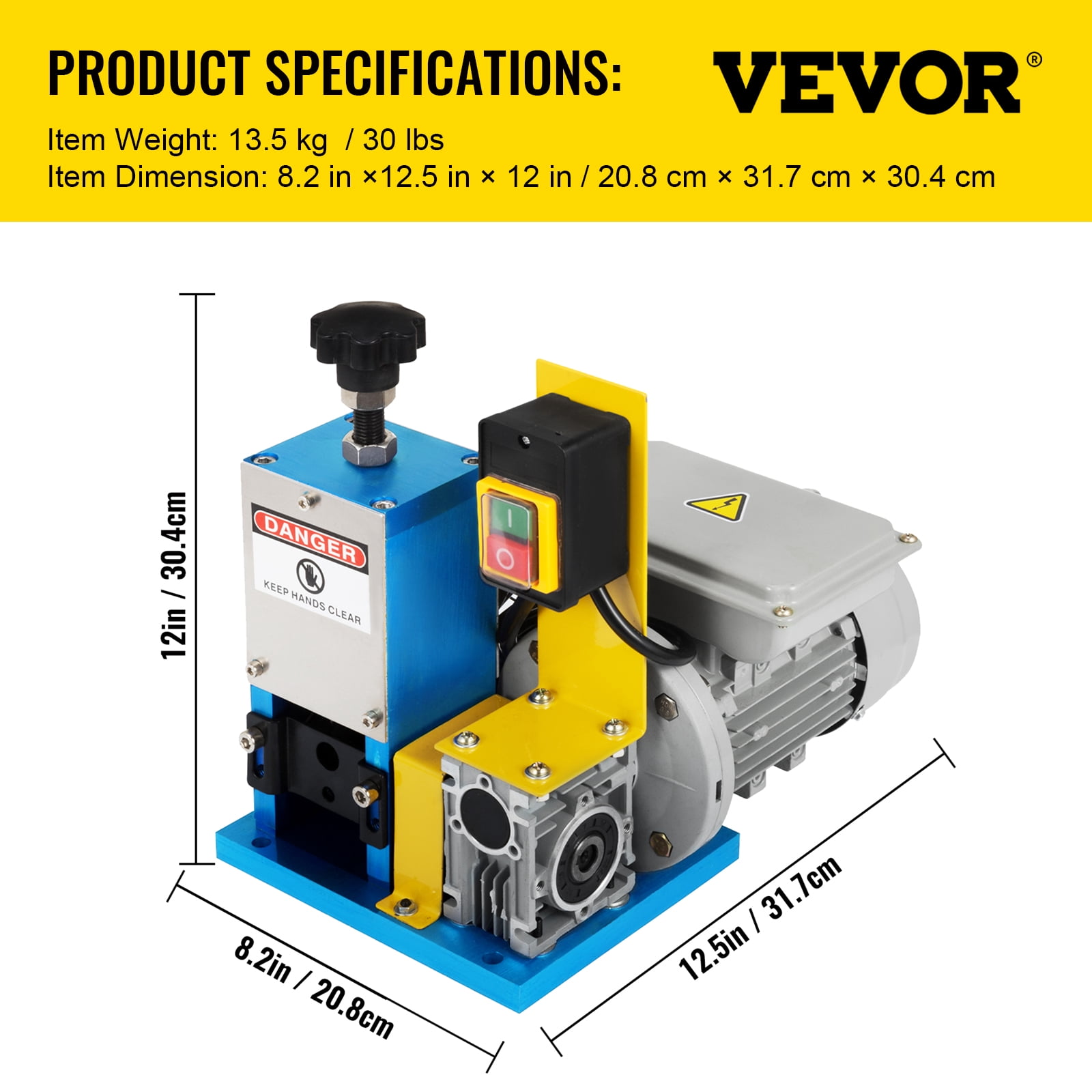 VEVORbrand Automatic Electric Wire Stripping Machine 0.05"-0.98",Portable Blue Wire Stripper, Wire Stripping Machine Tool for Scrap Copper Recycling