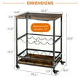 thumbnail image 4 of Costway Kitchen Bar Cart Serving Trolley on Wheels w/ Wine Rack Glass Holder, 4 of 10