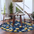thumbnail image 3 of Round Rugs 5Ft, Lemon Bird Round Area Rug Washable Indoor Throw Carpet, Blue Yellow Pastoral Flowers Plant Summer Soft Non Slip Circle Rug for Cabinet Bathroom Home Decor Aesthetic, 3 of 8