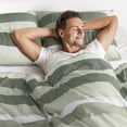 thumbnail image 4 of Regency Heights 3-Piece Comforter Sets, Reversible Striped Comforter Set for Dorm, Lightweight All Season Bedding Set with Pillow Shams, King, Sage, 4 of 8