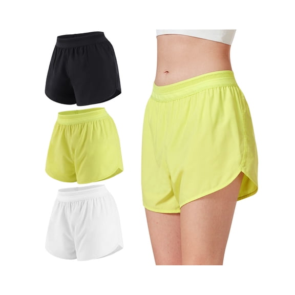 Liloak 3 Pack Womens 2 In 1 Running Shorts with Elastic Waist for Ladies Gym Shorts Multipack