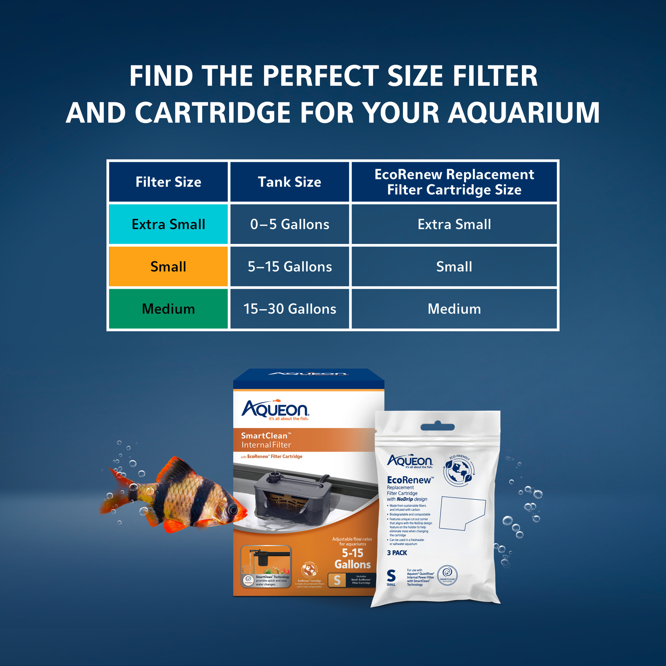 Aqueon QuietFlow Internal Filter with SmartClean Technology Small