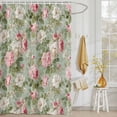thumbnail image 3 of Shower Curtain Watercolor Camellia Shower Curtains for Bathroom Decor, Waterproof Polyester Shower Curtain Set with Hooks, Standard Size 72" x 72" Spring Vintage Floral Green, 3 of 9