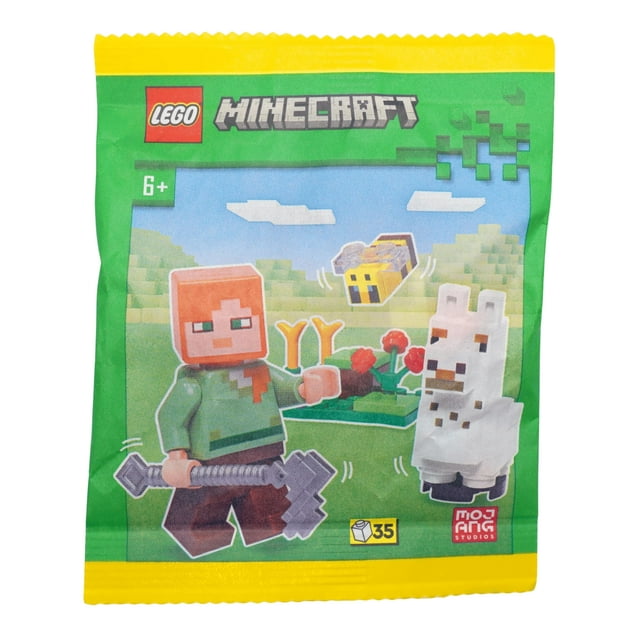Minifigura de juguete LEGO Minecraft: Alex con bebé llama y abeja