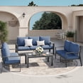 thumbnail image 3 of MRUAKA Aluminum Patio Furniture Set, 6 Pcs Modern Outdoor Sofa Sets, Outdoor Sectional Patio Conversation Set with Coffee Table for Backyard, Poolside, Navy, 3 of 10