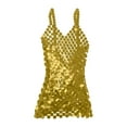 thumbnail image 2 of Vestido de tirantes de espagueti con lentejuelas para mujer Perfecl dorado con cuello en V, 2 of 8