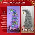 thumbnail image 5 of 6ft Pre-Lit Silver Bent-Top Christmas Tree, 4-Color LEDs with 8 Light Modes & Remote-Controlled, Holiday Xmas Tree w/ Golden Top Star, 900 Branches, Sturdy Metal Base, Easy Assembly, 5 of 8