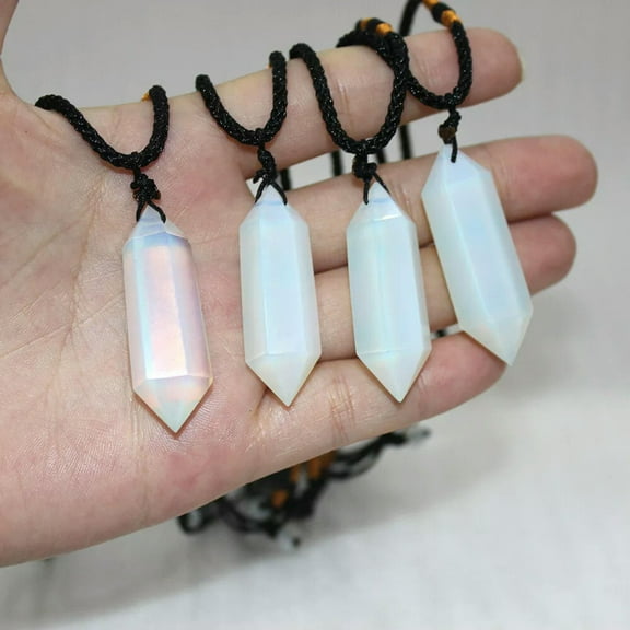 HOOUN Opal Natural Gemstone Crystal Point Quarz Healing Stone Rope Necklace Jewelry