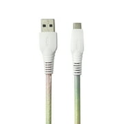 onn. USB to USB-C Glitter Cable, 6' Cord, Pastel Multi-Color