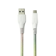 onn. USB to USB-C Glitter Cable, 6' Cord, Pastel Multi-Color