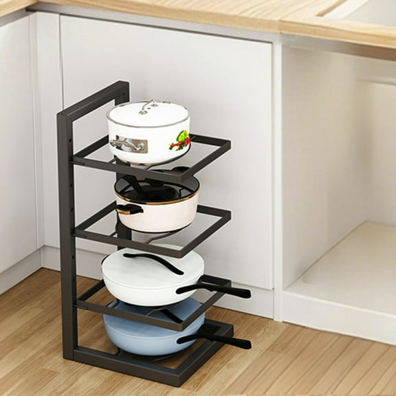 Taicans 4-Tier Pots and Pans Organizer for Cabinet,Under Sink Storage Rack,Adjustable Pan and Pot Lid Organizer,Heavy Duty Pan Organizer