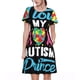 thumbnail image 1 of Fotbe I Love My Autism Vestido Largo de Moda para Mujer, Vestido Tipo Camiseta con Manga Corta y Estilo Casual a Rayas y Bloques de Color, 1 of 6