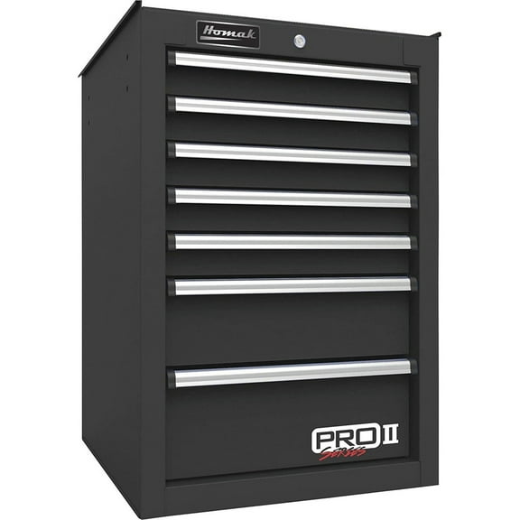 Homak BK08014552 14-1/2 in. Pro 2 7-Drawer Side Cabinet - Black
