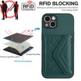 thumbnail image 6 of Wallet Case Compatible iPhone 14 Plus, Women Vegan PU Leather Phone case with RFID Blocking Card Holder Detachable Wrist Strap Shockproof Kickstand Phone Case for iPhone 14 Plus, Green, 6 of 9