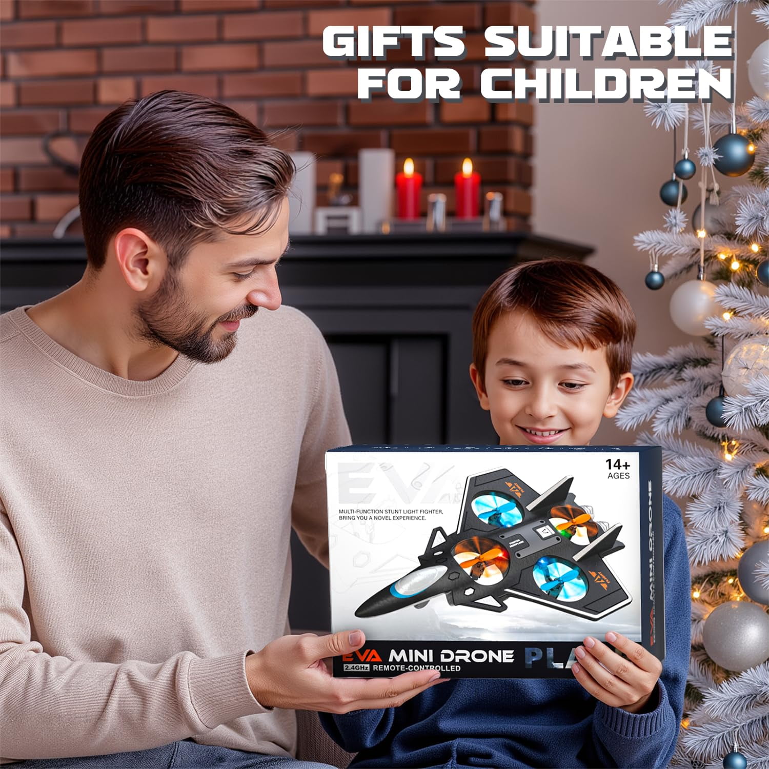 TBSCWYF Foam RC Plane, Remote Control Airplane for Kids 8-16, 360° Flip Stunt, LED Lights, 2 Batteries