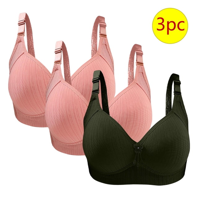 Bras for Women, 3PC Womans Large Size Solid Color Without Steel Ring Gathering Comfortable Bras Daily Bra