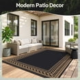 thumbnail image 5 of SIXHOME Outdoor Rug 8'x10' Waterproof Reversible Patio Rug Boho Geometric Indoor Outdoor Rugs Lightweight Plastic Straw Ourdoor Carpet for RV Camping Deck Balcony Modern Porch Decor Black and Brown, 5 of 7
