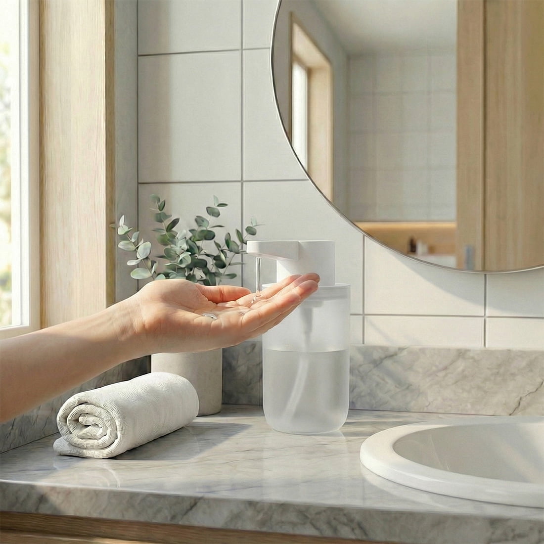 Automatic Soap Dispenser - 300ML Capacity , 2 Adjustable Dual Mode, IPX6 Waterproof, Rechargeable Electric Soap Pump for Bathroom, Kitchen
