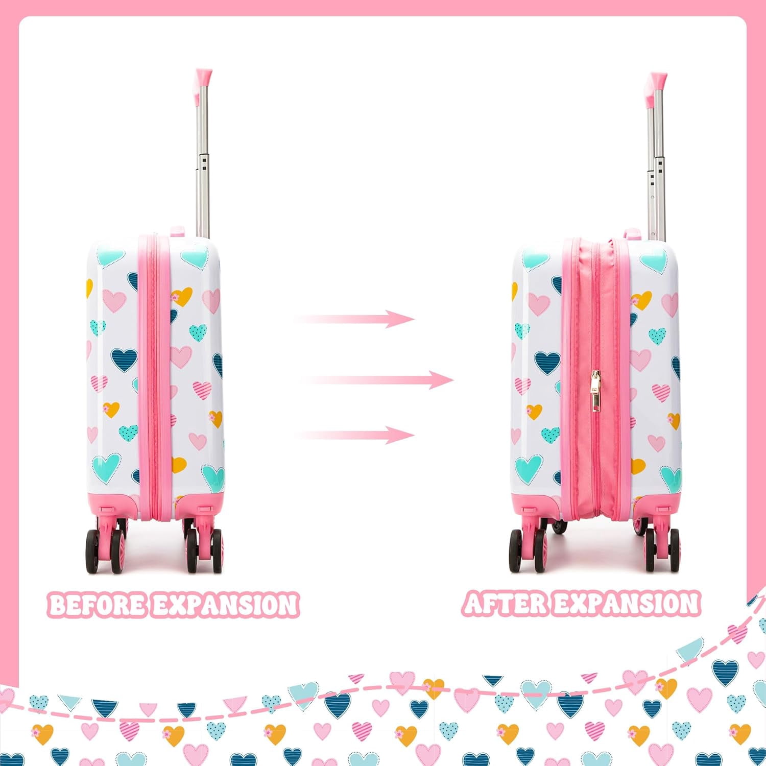 Kids Luggage Sets Carry on Suitcases for Girls Women with Wheels Hardshell Suitcase with Duffle Bag for Travel Neck Pillow Airplane