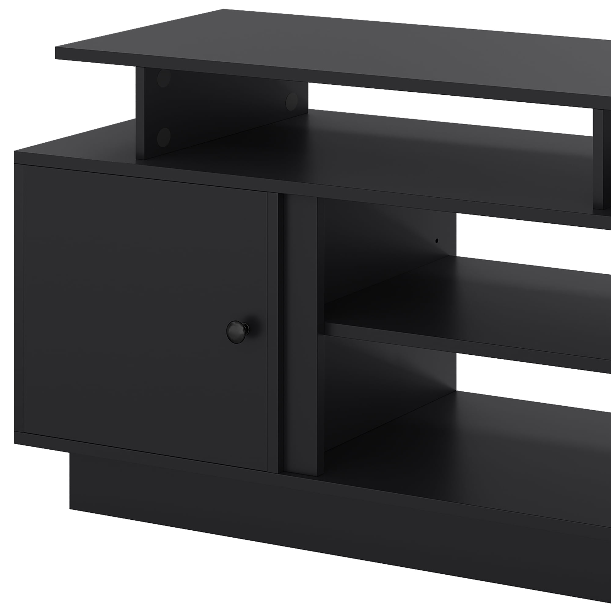 Uforic 70 Inch Modern TV Stand with LED Lights for up to 80 Inch TVs, Living Room Entertainment Center with Light Strip, Storage Cabinets and Adjustable Partition, Black