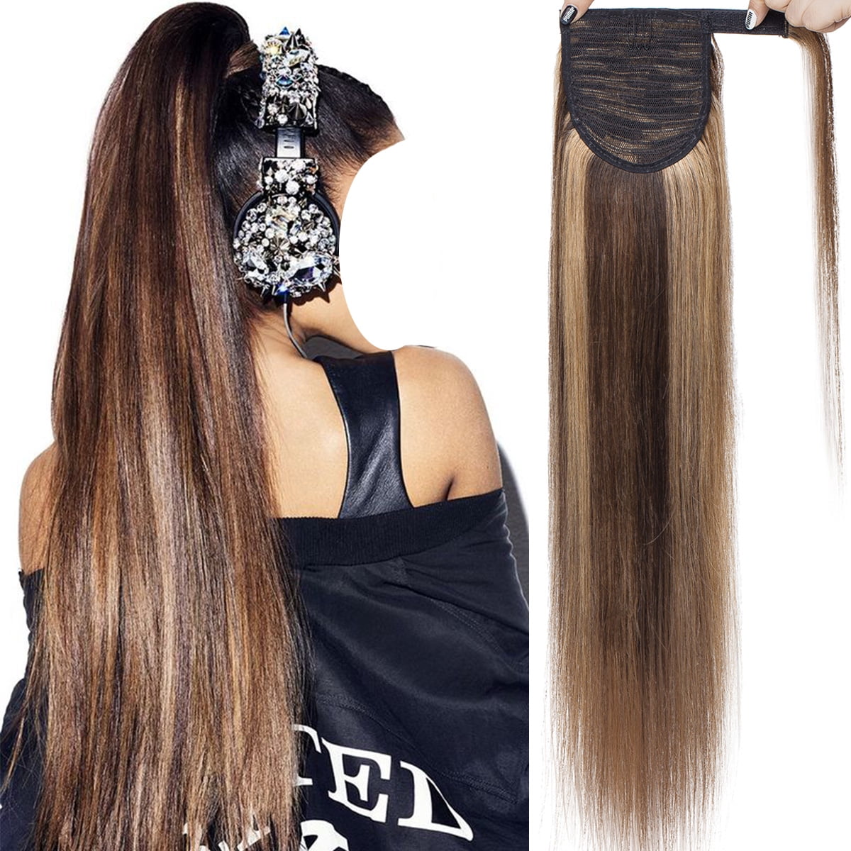 Thick Synthetic Ponytail Hair Extension - Clip-in Wrap Around Hairpiece, 23"/100g, Multiple Colors