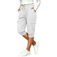 thumbnail image 5 of SwiftWear Women's Cargo Capri Pants with 4 Pockets Drawstring Elastic Waist Casual Cropped Joggers, 5 of 8