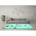 thumbnail image 3 of Ahgly Company Indoor Round Solid Turquoise Blue Modern Area Rugs, 4' Round, 3 of 4