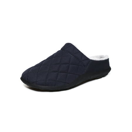 

Rotosw Men Warm Shoes Plush Lined Slippers Fluffy Winter Slipper Comfort House Clogs Shoe Walking Cozy Slides Dark Blue 8.5