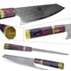 thumbnail image 3 of Cuchillo de Chef Profesional MYVIT Damasco Japonés 8 Pulgadas Mango de Madera Colorido, 3 of 7
