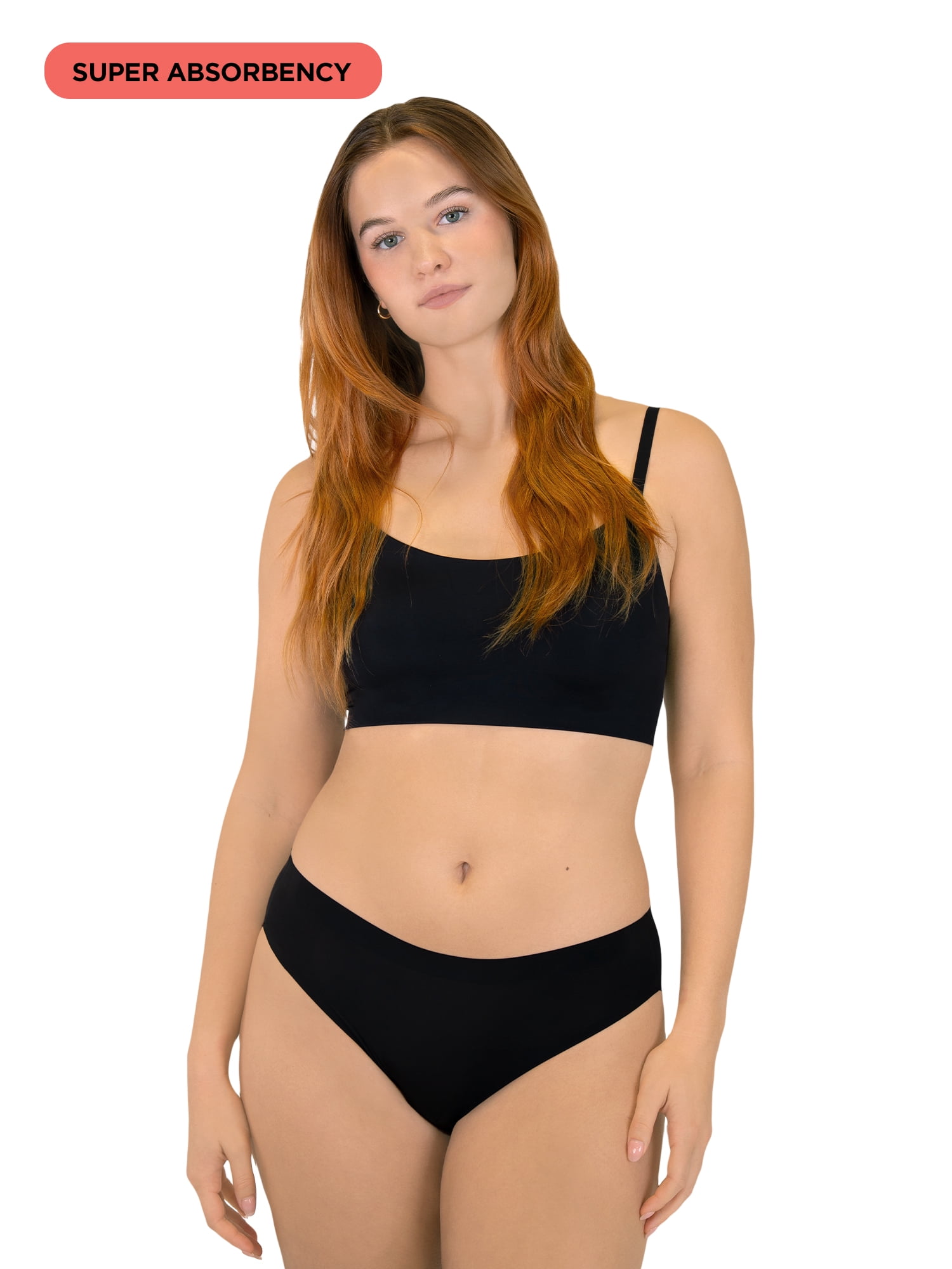 No Boundaries Bikini Super Absorbency Period Underwear, 2-Pack, Women’s Sizes XS-XXL