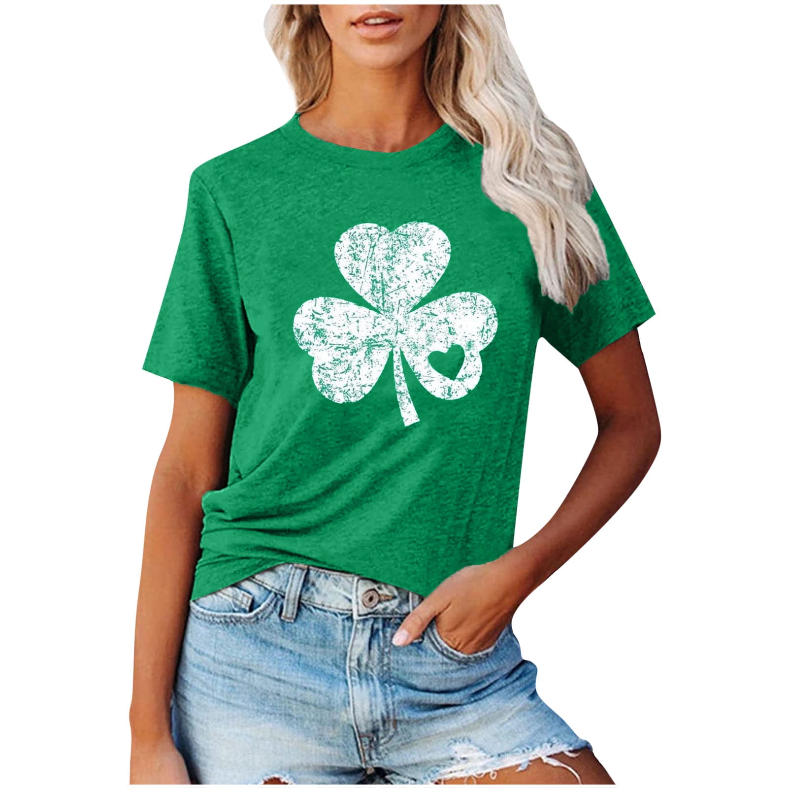 St Patricks Day Shirts for Women Shirts Blouse Short Sleeve O-Neck T-Shirts Summer Casual Loose Fit Cute Tops 