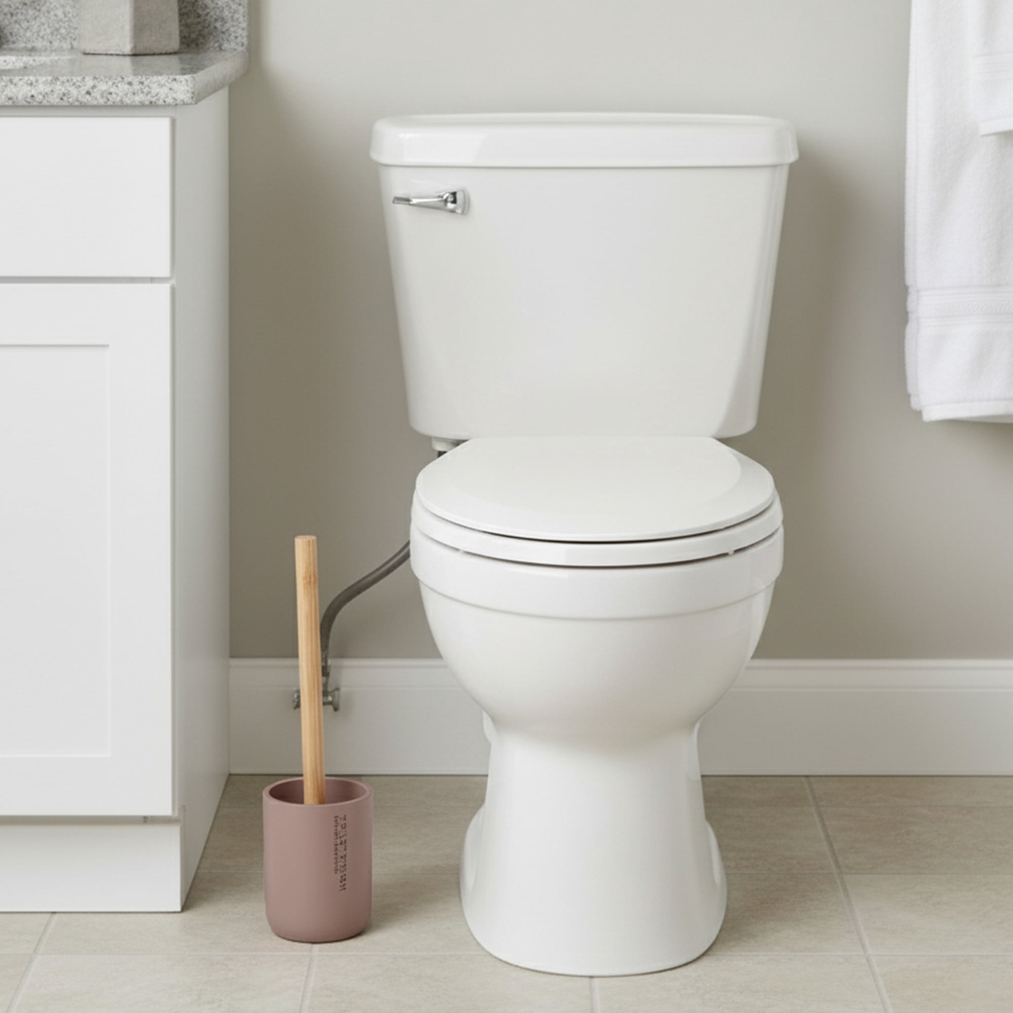 Cappuccino Toilet Brush and Holder Set with Natural Bamboo Handle - Durable, Elegant Bathroom Accessory for a Clean Home