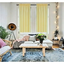 Luxury 2pc MR2 yellow curtain semi sheer voile with rod pocket solid color light filtering window tretament drape for any room inside outside 54" wide X 95" Long