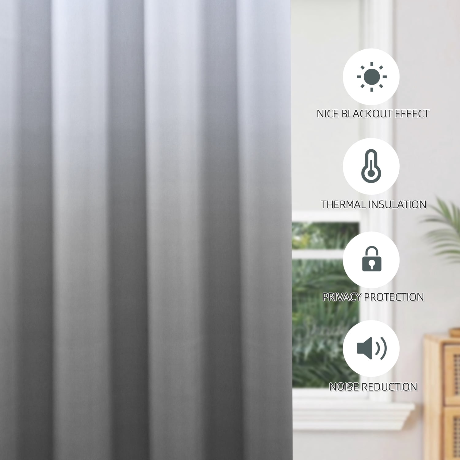 Alishomtll Grey Blackout Curtains Grommet Room Darkening Window Drapes for Living Room Bedroom ,2 Panels of 52" W x 63" L