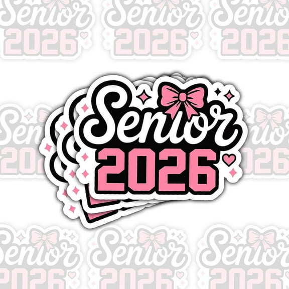 3 Pcs Class of 2026 Pink Bow Senior Stickers | Cute Graduation Vinyl Decals | Gift for Grads, Scrapbooks & Laptops 3 inch