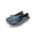 thumbnail image 1 of UKAP Mocassins Décontractés en Cuir pour Femmes, Bout Rond, Chaussures Bateau, à Enfiler, Bleu Foncé 5, 1 of 9