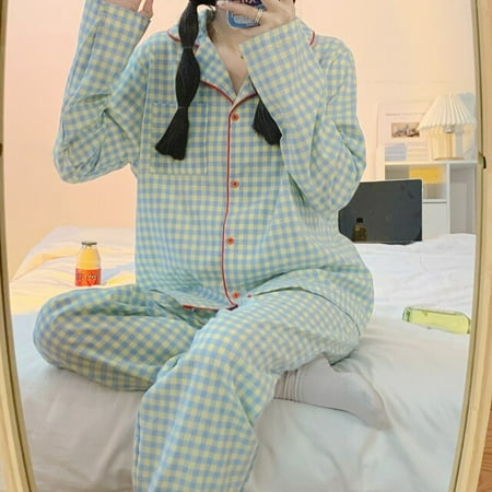 

CoCopeaunt Womens Pajamas New Autumn Spring Long Sleeve Soft Sleepwear Set Striped cartoon pyjama Woman Home Nightwear Set Cardigan