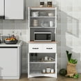 thumbnail image 3 of Yiyuanjin Wood Buffet Cabinet, Modern Microwave Stand Storage Cabinet with Glass Doors and Drawer, 3 of 9