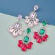 thumbnail image 3 of Nuevos pendientes de moda con diseño floral geométrico y diamantes de imitación de colores para mujer Vi, rosa, 3 of 5