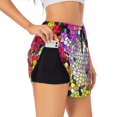 thumbnail image 1 of Balery Colorful Tie Dye Stained Glass 3 Pantalones cortos deportivos para mujer con forro y dos bolsillos, elásticos, para entrenamiento, gimnasio, yoga-XX-Large, 1 of 7