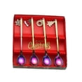 thumbnail image 5 of 4 Pieces Christmas Dining Spoon Long Handle Mirror Polished with Pendant Coffee Spoon Tableware Dinnerware Set Gift Box for Gift Party Home Colorful, 5 of 9