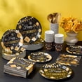 thumbnail image 6 of 192Pcs Retirement Party Supplies Set, Black & Gold Disposable Tableware with Happy Retirement Banner, Plates Cups Utensils Napkins for 24 Guests, Elegant Decor for Retirement Celebrations, 6 of 7